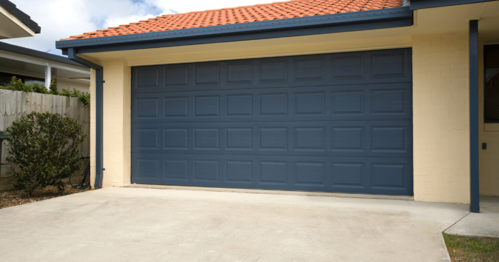 blue wooden garage door 